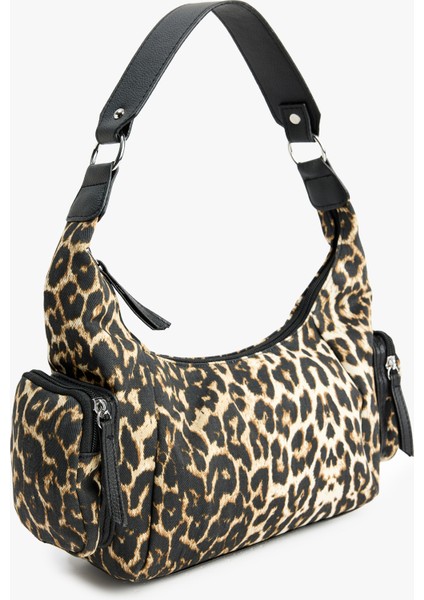 Leopar Desenli Fermuarlı Mini Cep Detaylı Omuz Çantası modelleri