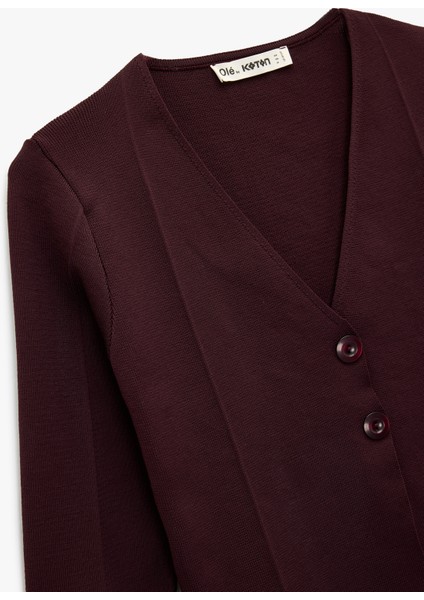 Düğmeli Uzun Kollu V Yaka Triko Hırka modelleri