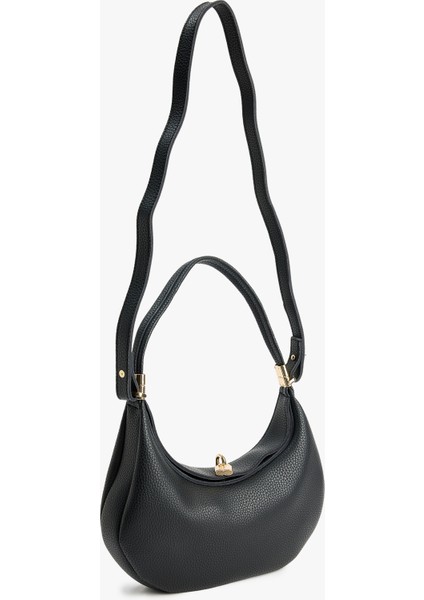 Suni Deri Metal Aksesuarlı Fermuarlı El ve Omuz Çantası