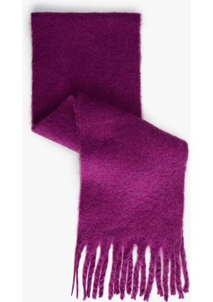 Yumuşak Dokulu Püsküllü Uzun Atkı