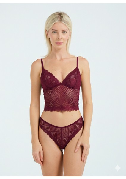 Dantel Detaylı Esnek Bralet & Slip Takımı