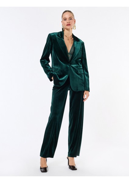 Uzun Kollu Düğmeli Cepli Kadife Blazer Ceket fiyatları