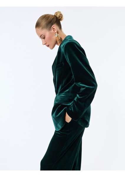 Uzun Kollu Düğmeli Cepli Kadife Blazer Ceket fırsatları