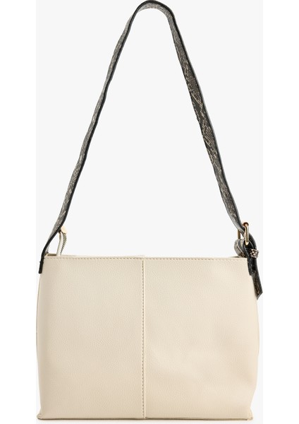 Suni Yılan Derisi Detaylı Fermuarlı Tote Çanta