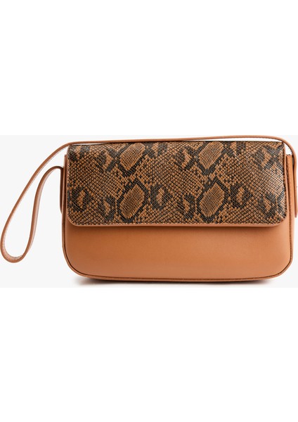 Suni Yılan Derisi Detaylı Askılı Omuz Çantası