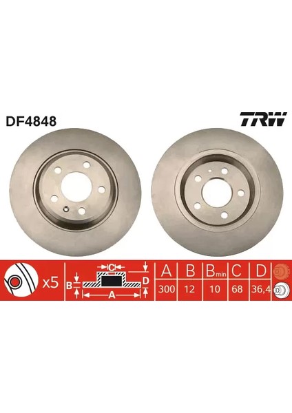 DF4848 - Fren Diski Arka Boyalı - Trw