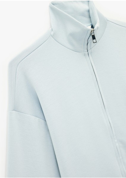 Uzun Kollu Dik Yaka Fermuarlı Sweatshirt modelleri