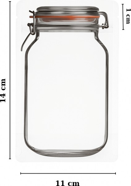 Elit Kavanoz Tasarım Kilitli Şeffaf Doypack Kahve Kuruyemiş Bakliyat Saklama Torbası 11X14 cm 20LI indirimleri