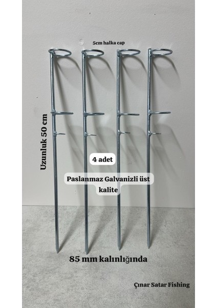 Olta Ayağı , Olta Tutucu , Olta Sabitleme Demiri 4 Adet Galvanizli Paslanmazdır