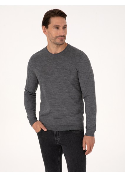 Erkek Füme Slim Fit Basic Kazak 50318854-VR058