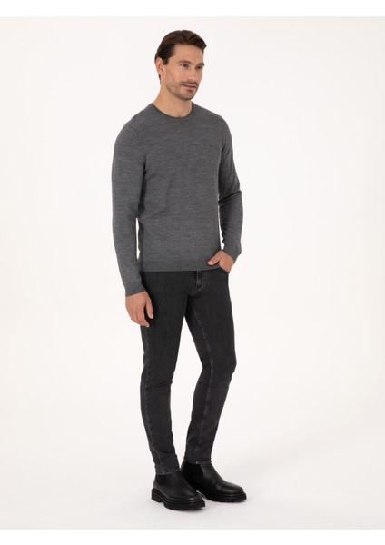 Erkek Füme Slim Fit Basic Kazak 50318854-VR058 fırsatları