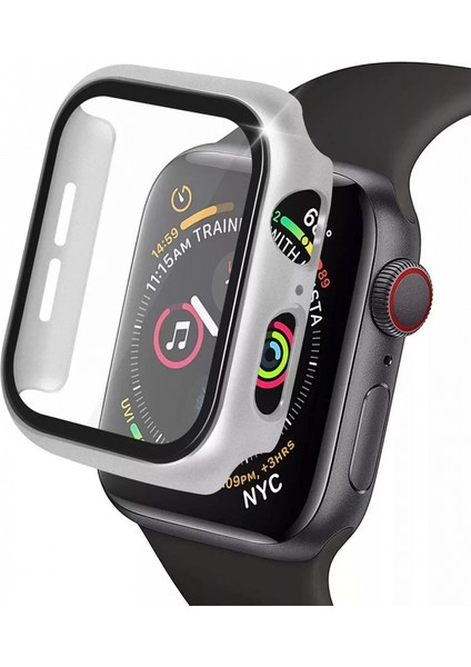 Apple Watch 42MM Camlı Kasa Ekran Koruyucu - Gümüş