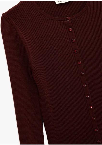 Slim Fit Uzun Kollu Düğmeli Bisiklet Yaka Triko Hırka modelleri