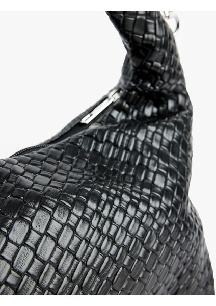 Suni Deri Saplı Örgü Dokulu Askılı Çapraz Çanta modelleri