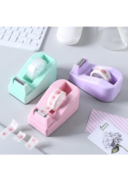 Mini Yapışkan Bant Rulo Kesme Aleti, Doldurulabilir 18X20 mm Ev Okul Ofisi Için Sarma Bandı Mor