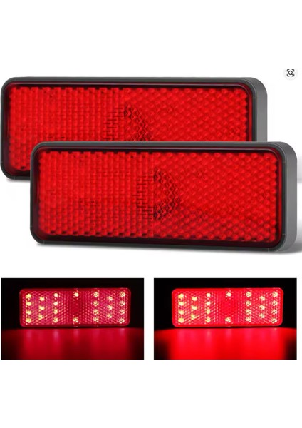 Motosiklet 12V 18 Ledli Düz ve Çakar Kırmızı Reflektör (2'li Set) modelleri