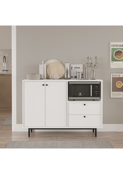 Latte Serisi Kahve Köşesi Çok Amaçlı Dolap Mutfak Dolabı Beyaz Lat2-W