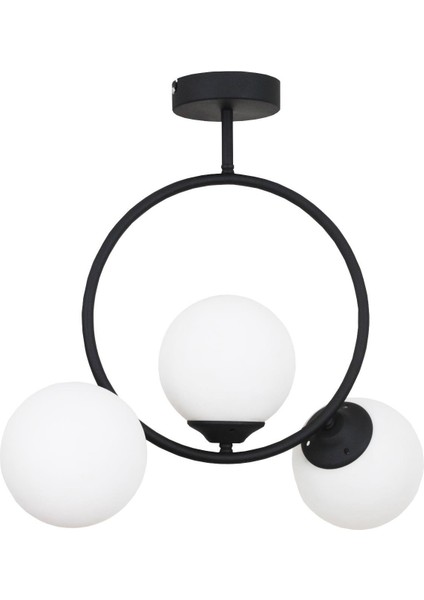 Evren 3 Lü Siyah Avize Beyaz Camlı Yatak Odası Mutfak Salon Hol Koridor Avize indirimleri