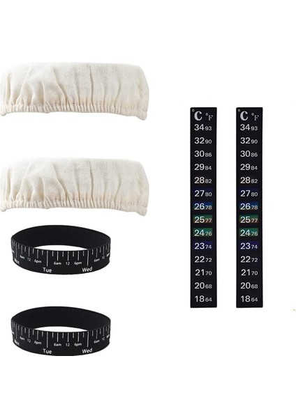 Kumaş Örtüsü Sıcaklık Göstergesi ve Tarih Bantları ile Mourdough Başlangıç Kavanoz Kitleri Için Yedek Set (Yurt Dışından)