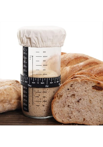 Kumaş Örtüsü Sıcaklık Göstergesi ve Tarih Bantları ile Mourdough Başlangıç Kavanoz Kitleri Için Yedek Set (Yurt Dışından) modelleri