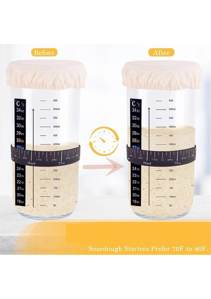 Kumaş Örtüsü Sıcaklık Göstergesi ve Tarih Bantları ile Mourdough Başlangıç Kavanoz Kitleri Için Yedek Set (Yurt Dışından) indirimleri