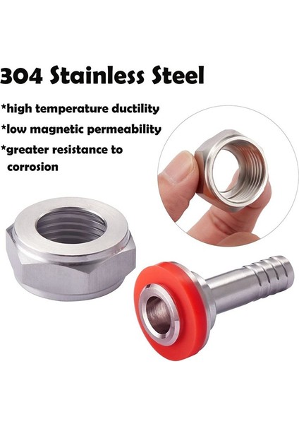 4pcs Paslanmaz Çelik Bira Fıçısı Bağlantı Bira Hattı Konnektör Kiti Altı Somun 5/8 Inç G Iplik x 5/16 Inç Barb (Yurt Dışından) modelleri