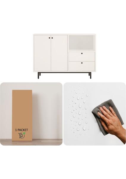 Latte Serisi Kahve Köşesi Çok Amaçlı Dolap Mutfak Dolabı Beyaz Lat2-W