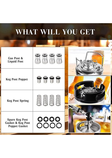 2 Çift Cornelius Tipi Top Kilit Fıçısı Direkler Paslanmaz Çelik Poppets ve Yaylar Poppet Dişi Iplik Gazı + Sıvı (Yurt Dışından) fırsatları