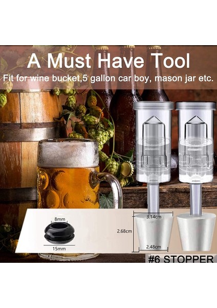 Fermantasyon Kapakları Hava Kilidi Kiti 6stopper ile Hava Kilitleri Fermantasyon Hava Diyili Bira Şarabı Kombucha Brewing Kit Hava Diyili Kabarcık (Yurt Dışından) indirimleri