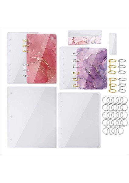 Büyük Defter Kapağı Epoksi Reçine Silikon Kalıpları A4 A5 A6 A7 Bookmark Gevşek Yaprak Bağlayıcı Halkaları Kiti Dıy Döküm Aracı (Yurt Dışından)