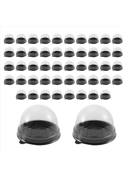 50 Paket Mini Cupcake Kapları Kubbe Kapakları ile Kubbe Kapakları ile Temiz Plastik Kek Kutusu (Yurt Dışından)