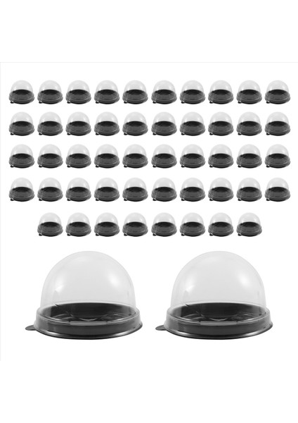 50 Paket Mini Cupcake Kapları Kubbe Kapakları ile Kubbe Kapakları ile Temiz Plastik Kek Kutusu (Yurt Dışından) fiyatları