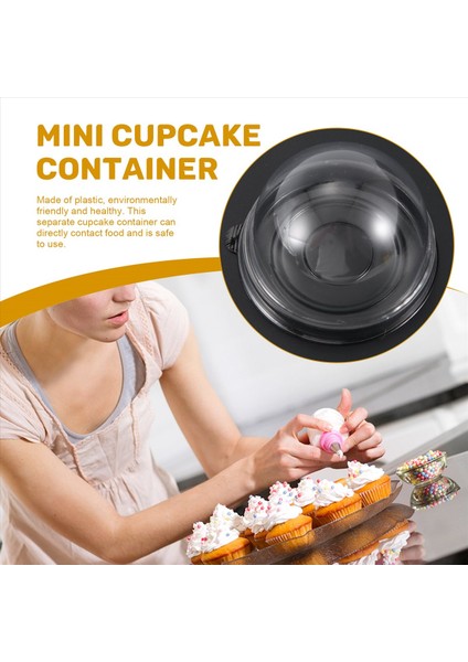 50 Paket Mini Cupcake Kapları Kubbe Kapakları ile Kubbe Kapakları ile Temiz Plastik Kek Kutusu (Yurt Dışından) indirimleri