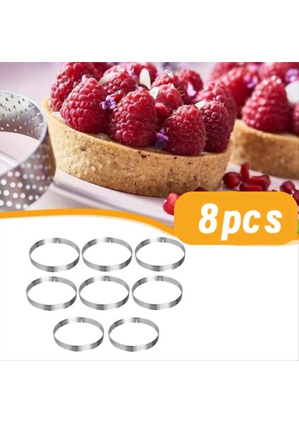 8 Paket 16CM Dairesel Tart Halkaları Paslanmaz Çelik Meyve Turta Quiches Kek Kalıp Kalıp Mutfak Pişirme Kalıp (Yurt Dışından) fırsatları