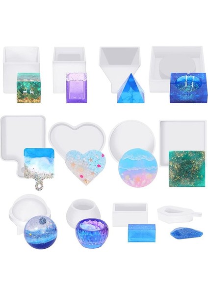 Reçine Kalıpları Silikon Kit 12PCS Epoksi Reçine Kalıpları Kalem Konteyneri Tepsi Aşk Yuvarlak Dahil Reçine Kalıbı (Yurt Dışından) fiyatları