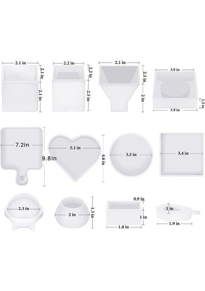 Reçine Kalıpları Silikon Kit 12PCS Epoksi Reçine Kalıpları Kalem Konteyneri Tepsi Aşk Yuvarlak Dahil Reçine Kalıbı (Yurt Dışından) modelleri