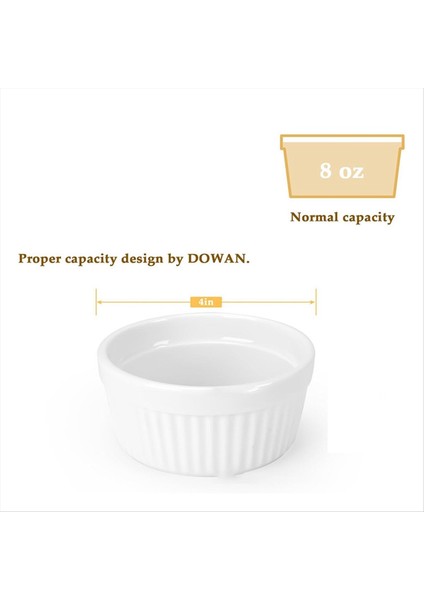 Kapaklı Ramekinler 8 Oz 6 Set Beyaz Porselen Krem Brulee Sufle Kapaklı Ramekinler Seramik Muhallebi Bardağı (Yurt Dışından) indirimleri