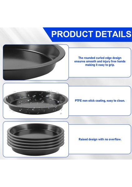 6 Pizza Plakası Yuvarlak Pizza Plakaları Çap 20 cm Çelik Pizza Tavası Yapışmaz Kaplama Toksik Olmayan ve Temizlenmesi Kolay (Yurt Dışından) fiyatları