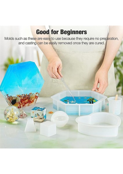 Reçine Kalıpları Silikon Kiti Epoksi Reçine Için Büyük Silikon Kalıplar Altıgen Kalp Küre Dahil Çiçeklerin Korunması (Yurt Dışından) fiyatları
