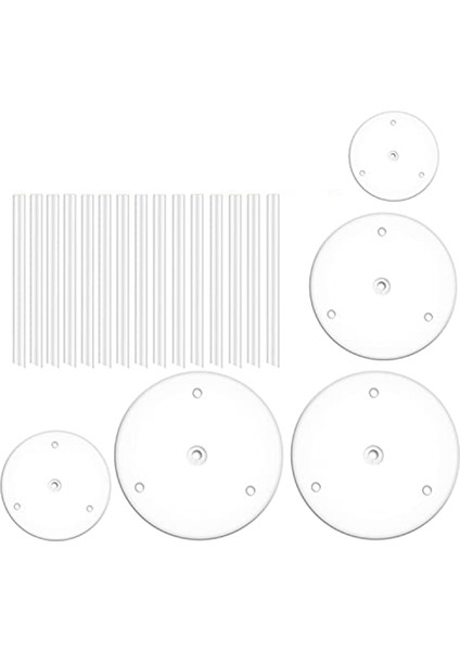 Kek Plakası 5 Kek Standı Kek Tabanı (9/12/16/20/20 Cm) 15 Dübel Çubuğu ile Katmanlı Yığılmış Kekler Için Yeniden Kullanılabilir Düğün Için (Yurt Dışından)