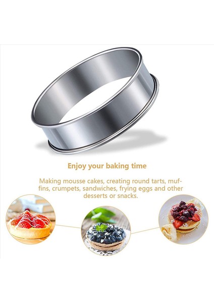 12 Adet Ingiliz Muffins Halkalar Muffin Tart Halkaları Çift Haddelenmiş Tart Halkası Paslanmaz Çelik Crumpet Halkalar Kalıplar Kek Kalıp (Yurt Dışından) fiyatları