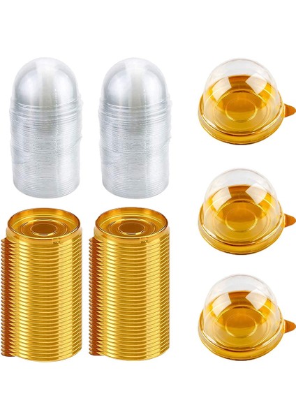 100 Adet Temiz Plastik Mini Cupcake Kutusu Yuvarlak Cupcake Mooncake Tatlı Konteyner Kutusu Kurabiyeleri Kubbe Kutusu (Yurt Dışından)