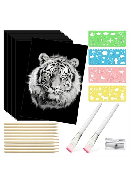 67 Pcs Scratch Paper Art Set Çocuklar Yetişkinler Scratchboard Zanaat Kitleri 50 Sayfa 8 5 x 11 0 Inç A4 Siyah Kaplı Çizik Kağıt (Yurt Dışından)