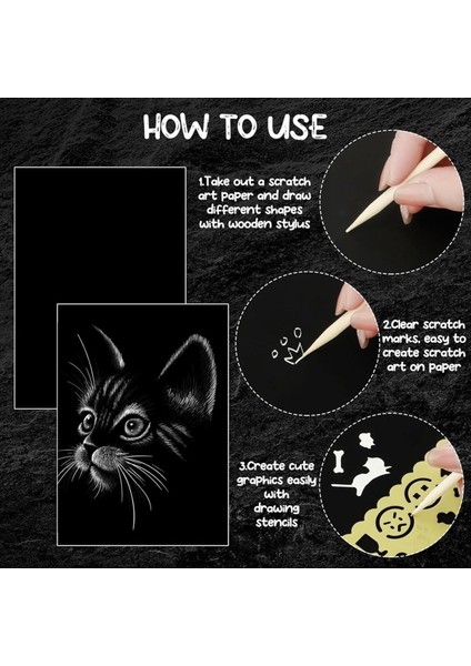 67 Pcs Scratch Paper Art Set Çocuklar Yetişkinler Scratchboard Zanaat Kitleri 50 Sayfa 8 5 x 11 0 Inç A4 Siyah Kaplı Çizik Kağıt (Yurt Dışından) fırsatları