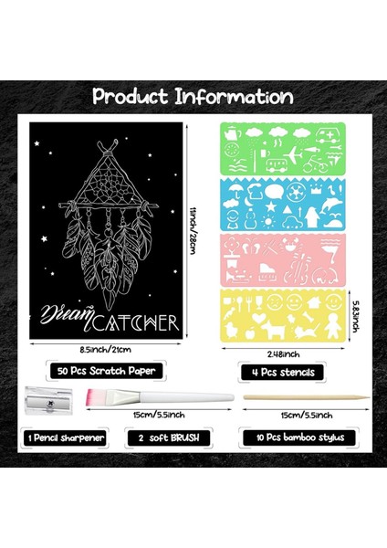 67 Pcs Scratch Paper Art Set Çocuklar Yetişkinler Scratchboard Zanaat Kitleri 50 Sayfa 8 5 x 11 0 Inç A4 Siyah Kaplı Çizik Kağıt (Yurt Dışından) indirimleri