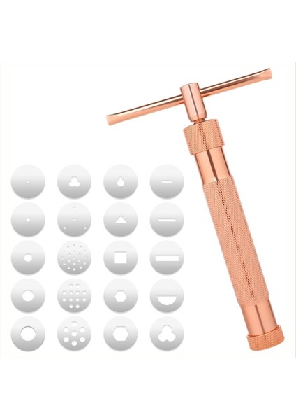 Clay Extruder Fondan Ekstrüder Paslanmaz Çelik Kil Ekstrüder 20 Diskli Şeker Macunu Ekstrüde Kek Dekorasyon Aracı Seti (Yurt Dışından)