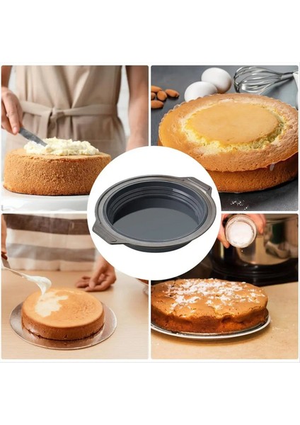Yuvarlak Şekli Kalıp Silikon Katlanır Kek Pişirme Tavası Mousse Fondan Silindir Kalıp Hamam Tatlı Jöle Yapımı Gri (Yurt Dışından)