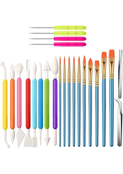 24 Pcs Çerez Dekorasyon Kiti Fondan Kek Dekorasyon Aracı Dekorasyon Fırçaları Dahil Miet Iğne Modelleme Aracı Cıvar Fotoğraf Renk (Yurt Dışından)