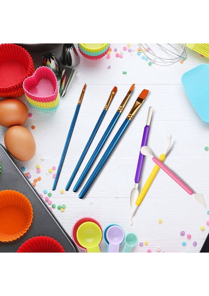 24 Pcs Çerez Dekorasyon Kiti Fondan Kek Dekorasyon Aracı Dekorasyon Fırçaları Dahil Miet Iğne Modelleme Aracı Cıvar Fotoğraf Renk (Yurt Dışından) indirimleri