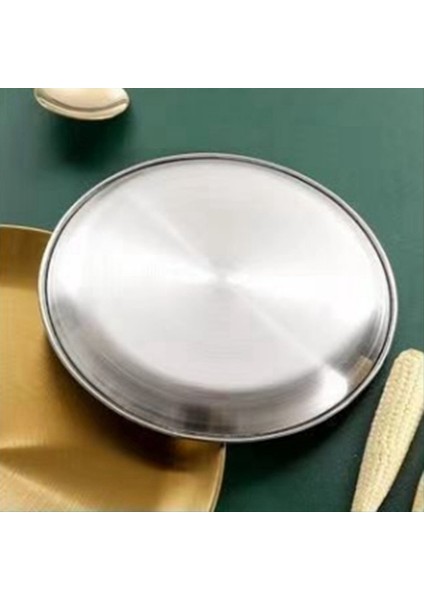 26CM Paslanmaz Çelik Kemik Tükürük Bulma Gümüş Sığ Tepsisi Metal Yemek Disk Yuvarlak Plaka Tatlı Tahsil (Yurt Dışından) fiyatları